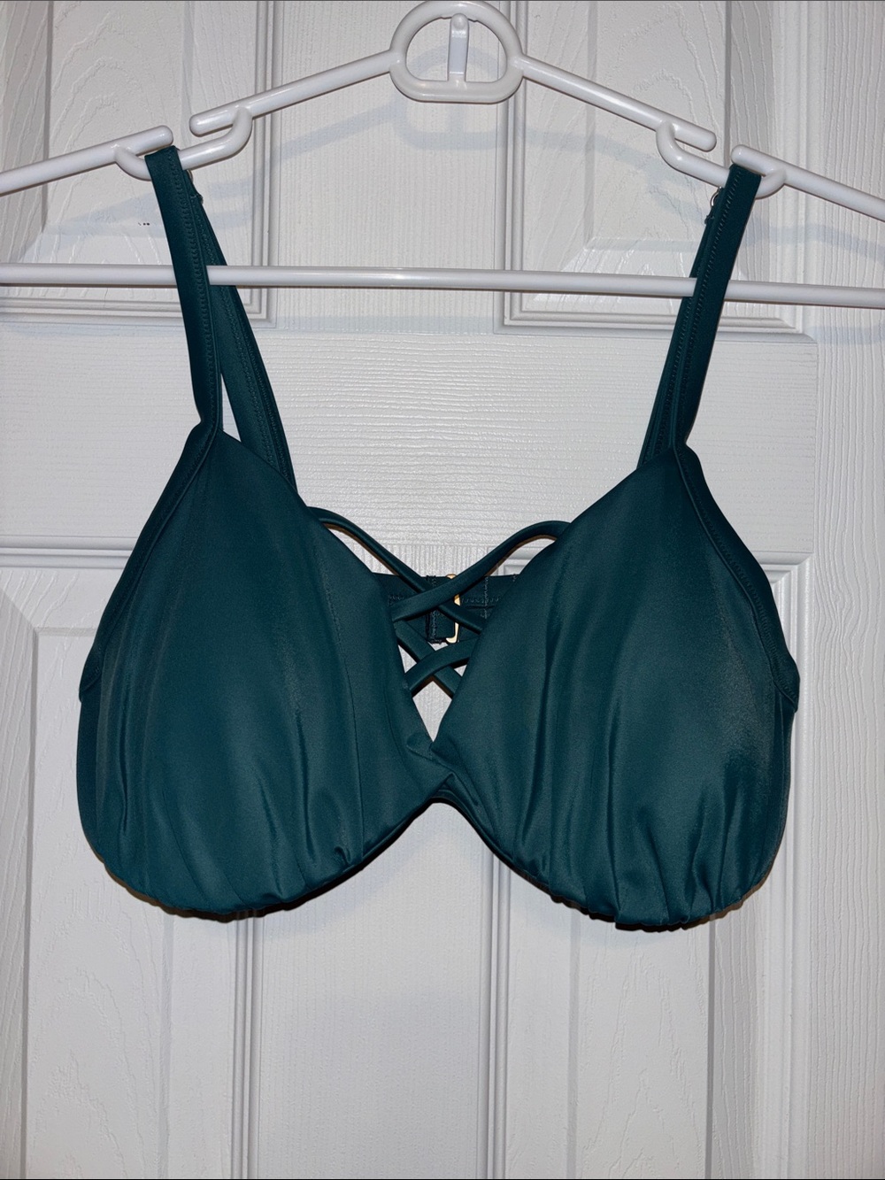 Teal Strappy-Front Underwire Bikini Top - Women Swimwear